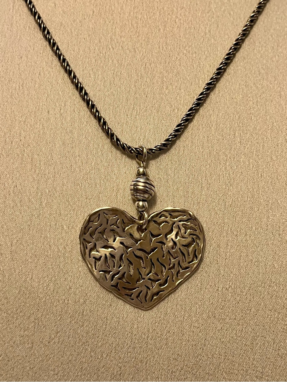 Silpada Retired N1585 Sterling Silver 925 Filigree Heart Rope Chain Necklace